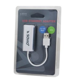 Adapter SAVIO cl-24 (USB M - RJ45 F; 0,10m; kolor biały)