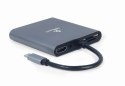 GEMBIRD MULTI ADAPTER USB TYP-C 6 W 1 (HUB3.1 + HDMI + VGA + PD + CZYTNIK KART + DŹWIĘK STEREO), SZARY