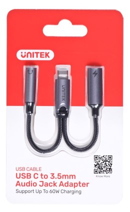 UNITEK ADAPTER USB-C - MINIJACK 3,5MM,USB-C 60W