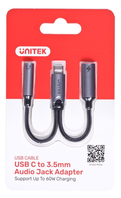 UNITEK ADAPTER USB-C - MINIJACK 3,5MM,USB-C 60W