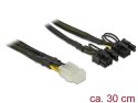 DELOCK KABEL ROZDZIELACZ ZASILANIA PCI-E 6PIN(F)->2X PCI-E 8PIN(M) 30CM OPLOT 85455