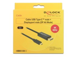 DELOCK KABEL USB-C (M)->DISPLAYPORT (M) 2M 4K 60HZ (THUNDERBOLT/DISPLAYPORT ALTERNATE MODE) 85256