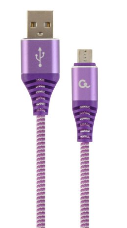 GEMBIRD KABEL PREMIUM MICRO USB 2.0 AM-MBM5P (METALOWE WTYKI,OPLOT) 1M, FIOLET/BIAŁY