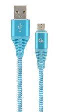 GEMBIRD KABEL PREMIUM MICRO USB 2.0 AM-MBM5P (METALOWE WTYKI,OPLOT) 1M, TURKUS/BIAŁY