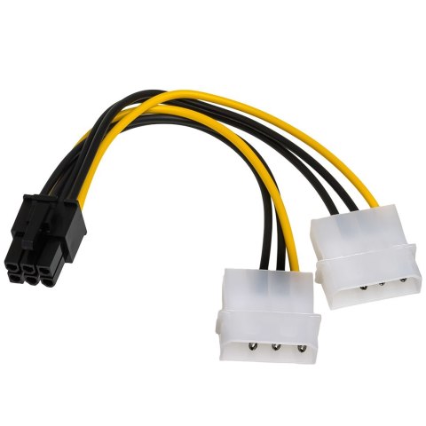 Kabel Akyga AK-CA-13 (Molex 4-pin x 2 F - PCI-E 6-Pin M; 0,15m; wielokolorowy)