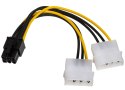 Kabel Akyga AK-CA-13 (Molex 4-pin x 2 F - PCI-E 6-Pin M; 0,15m; wielokolorowy)