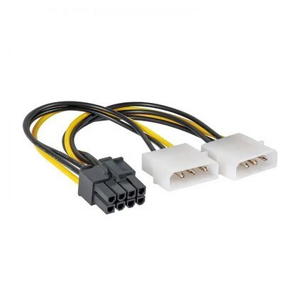 Kabel Akyga AK-CA-29 (Molex 4-pin x 2 - PCI-E 8-Pin M; 0,15m; kolor biały, kolor czarny, kolor żółty)