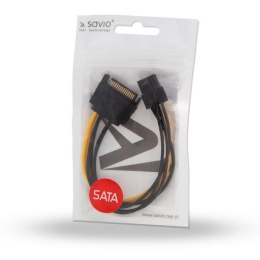 Kabel SAVIO AK-20 (SATA 15-pin M - 6-Pin M; 0,18m; kolor czarny, kolor żółty)