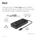 Club 3D CSV-1595 USB GEN1 TYPE-C 7-IN-1 HUB WITH 2XHDMI, 2USB GEN1 TYPE-A, 1 RJ45, 1X3.5MM AUDIO, 1XUSB GEN1 TYPE-C 100W FEMALE 