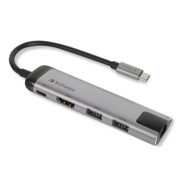 VERBATIM MULTIPORT USB-C 3.1, 2X USB 3.0, HDMI 4K, USB-C, RJ45 49141