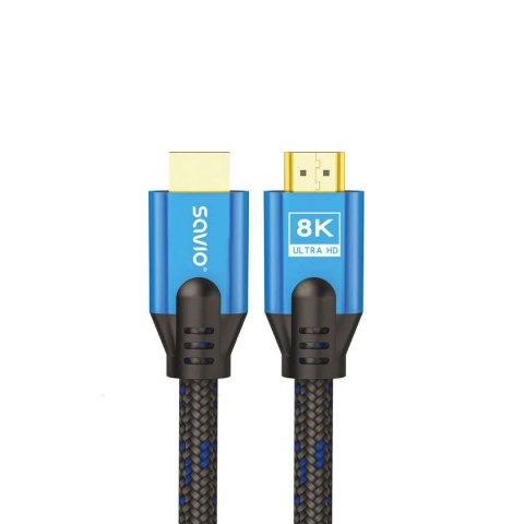 SAVIO KABEL HDMI (M) V2.1, 5M, 8K, MIEDŹ, NIEBIESK