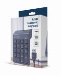 GEMBIRD KLAWIATURA NUMERYCZNA KPD-U-03 USB, US LAYOUT, 18 KLAWISZY, CZARNA