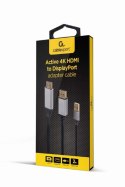 GEMBIRD AKTYWNY KONWERTER SYGNAŁU HDMI 4K NA DISPLAYPORT 2M, CZARNY