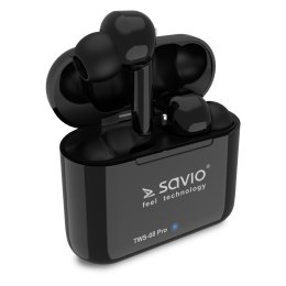 SAVIO BEZPRZEWODOWE SŁUCHAWKI BLUETOOTH 5.0 Z POWER BANKIEM, CZARNE TWS-08 PRO