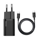 BASEUS ŁADOWARKA SIECIOWA Z KABLEM USB-C DO USB-C TZCCSUP-L01 SUPER SI 1C 25W CZARNA