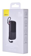 BASEUS POWERBANK QPOW PRO Z KABLEM LIGHTNING USB-C, USB, 10000MAH, 20W (CZARNY)