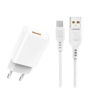 DENMEN ŁADOWARKA SIECIOWA 2.4A + KABEL MICRO USB BIAŁA 2400MAH DC01