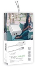 LEAF ŁADOWARKA SIECIOWA 2XUSB 2.1A + KABEL TYP-C LF-U9C