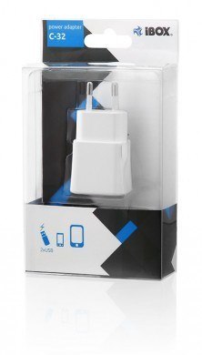 Ładowarka sieciowa IBOX C-32 DUAL USB WHITE ILUC32W (USB; kolor biały)