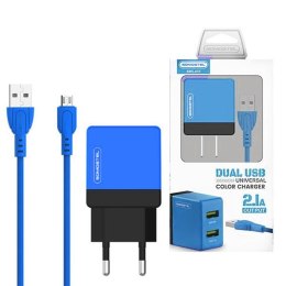 SOMOSTEL ŁADOWARKA SIECIOWA 2100MAH 2XUSB USB-C NIEBIESKA SMS-A53N