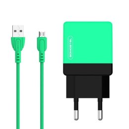 SOMOSTEL ŁADOWARKA SIECIOWA 2A + KABEL MICRO USB ZIELONA SOMOSTEL 2100MAH 2XUSB DUAL SMS-A53 SMS-A53 ZIELONA