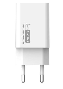 SOMOSTEL ŁADOWARKA SIECIOWA+KABEL TYP-C 18W QC3.0 FAST CHARGER SMS-A18 WHITE