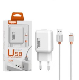 SOMOSTEL ŁADOWARKA SIECIOWA SMSM-A52 2A + KABEL MICRO USB BIAŁY 2100MAH SMS-A52