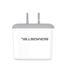 SOMOSTEL ŁADOWARKA SIECIOWA 2.4A + KABEL IPHONE BIAŁA SOMOSTEL 2400MAH 2XUSB DUAL SMS-A129