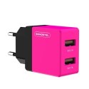 SOMOSTEL ŁADOWARKA SIECIOWA 2A + KABEL TYP-C RÓŻOWY 2100MAH 2XUSB DUAL USB-C SMS-A53 SMS-A53 RÓŻOWA