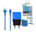 SOMOSTEL ŁADOWARKA SIECIOWA KABEL MICRO 2100MA 2XUSB SMS-A53 BLUE