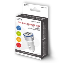 Ładowarka samochodowa do smartfona SAVIO Quick Charge 3.0 SA-06/W (2400 mA, 3000 mA; USB)