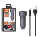 SOMOSTEL ŁADOWARKA METAL SAMOCHODOWA 5A NIEBIESKA MIERNIK + KABEL TYP-C 30W 2XUSB DUAL QUICK CHARGE QC 3.0 METAL SMS-A89SZARA