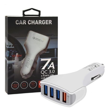 VEGA ŁADOWARKA SAMOCHODOWA 4 X USB 7A BIAŁA VEGA FASTON FAST CHARGER QUICK 4XUSB 3.0 3500MAH FASTON BIAŁA