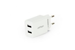 ENERGENIE ŁADOWARKA SIECIOWA 2-PORTOWA EG-U2C2A-03-W 230V->USB 2.1A, BIAŁA