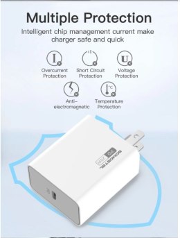 SOMOSTEL ŁADOWARKA SIECIOWA 20W + KABEL IPHONE BIAŁA SOMOSTEL POWER DELIVERY PD SMS-A78 IPHONE