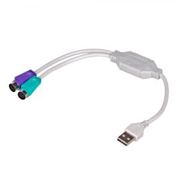 Adapter Akyga AK-AD-15 (USB M - 2x PS/2 F; 0,25m; kolor biały)