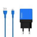 SOMOSTEL ŁADOWARKA SIECIOWA 2A + KABEL MICRO USB NIEBIESKI SOMOSTEL 2100MAH 2XUSB DUAL SMS-A53 SMS-A53 NIEBIESKA