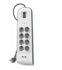 Listwa zasilająca Belkin Power Surge 8-PORT + 2xUSB-A 2.4A 900J 2m Grey/White Schuko