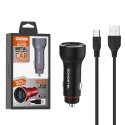 SOMOSTEL ŁADOWARKA SAMOCHODOWA 5A CZARNA MIERNIK + KABEL MICRO 30W 2XUSB DUAL QUICK CHARGE QC 3.0 METAL SMS-A89 CZARNA