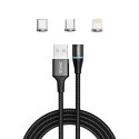 SAVIO KABEL MAGNETYCZNY USB - USB TYP C, MICRO I LIGHTNING, 1M, CZARNY CL-152