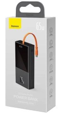 BASEUS POWERBANK ELF 20000MAH, PD, 2XUSB, USB-C + KABEL USB-C 65W (CZARNY)