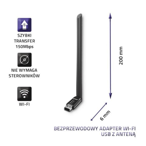 Adapter z anteną bezprzewodowy Qoltec 57001 (USB 2.0)