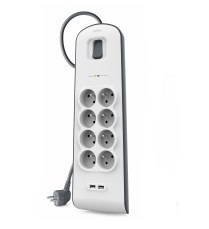 Listwa zasilająca Belkin Power Surge 8-PORT + 2xUSB-A 18W 900J 2m Grey/White