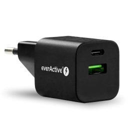 EVERACTIVE ŁADOWARKA SIECIOWA GAN SC-390QB Z GNIAZDEM USB QC3.0 ORAZ USB-C PD PPS 30W SC-390QB