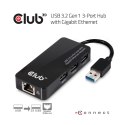 Karta sieciowa Club3D CSV-1430 (USB 3.0 3-Port Hub with Gigabit Ethernet)