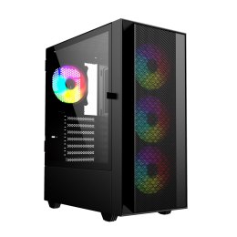 GEMBIRD OBUDOWA FORNAX 4000 MIDI-TOWER (2X USB 3.0, 1X USB 2.0, HD AUDIO, SZKLANY PANEL BOCZNY, PODŚWIETLENIE ARGB) CZARNA