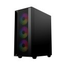 GEMBIRD OBUDOWA FORNAX 4000 MIDI-TOWER (2X USB 3.0, 1X USB 2.0, HD AUDIO, SZKLANY PANEL BOCZNY, PODŚWIETLENIE ARGB) CZARNA