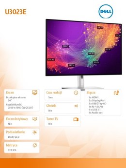 Monitor U3023E 30 IPS LED WQXGA (2560x1600)/16:10/HDMI/2xDP/3xUSB-C/4xUSB 3.2/RJ-45/3Y AES&PPE