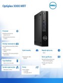 Komputer Optiplex 3000 MFF/Core i3-12100T/4GB/256GB SSD/Integrated/WLAN + BT/Kb/Mouse/W11Pro/3Y